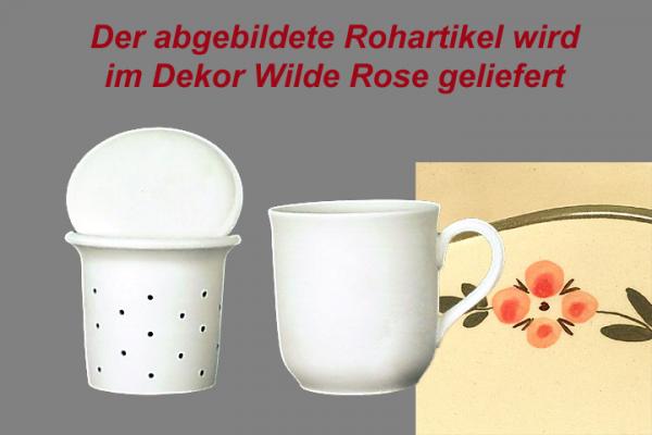 Teebecher mit Sieb und Deckel Wilde Rose