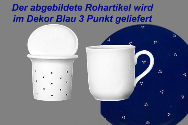 Teebecher mit Sieb und Deckel blau 3 Punkt