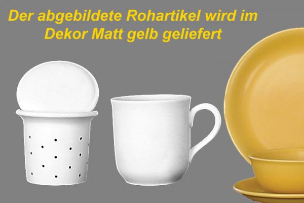 Teebecher mit Sieb und Deckel matt gelb