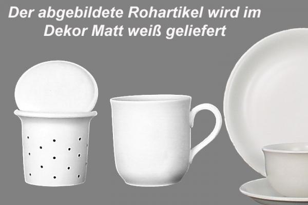 Teebecher mit Sieb und Deckel matt weiß