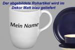 Cappuccino mit Schrift matt blau