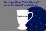 Fußtasse mit Schrift blau 3 Punkt