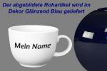 Jumbotasse mit Schrift glänzend blau