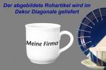 Kaffeebecher mit Schrift Diagonale