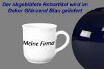 Kaffeebecher mit Schrift glänzend blau