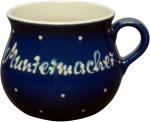 Mollytasse mit Schrift blau 1 Punkt