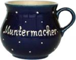 Mollytasse mit Schrift blau 1 Punkt