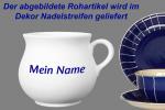 Mollytasse mit Schrift blau Nadelstreifen