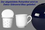 Teebecher mit Sieb und Deckel glänzend blau